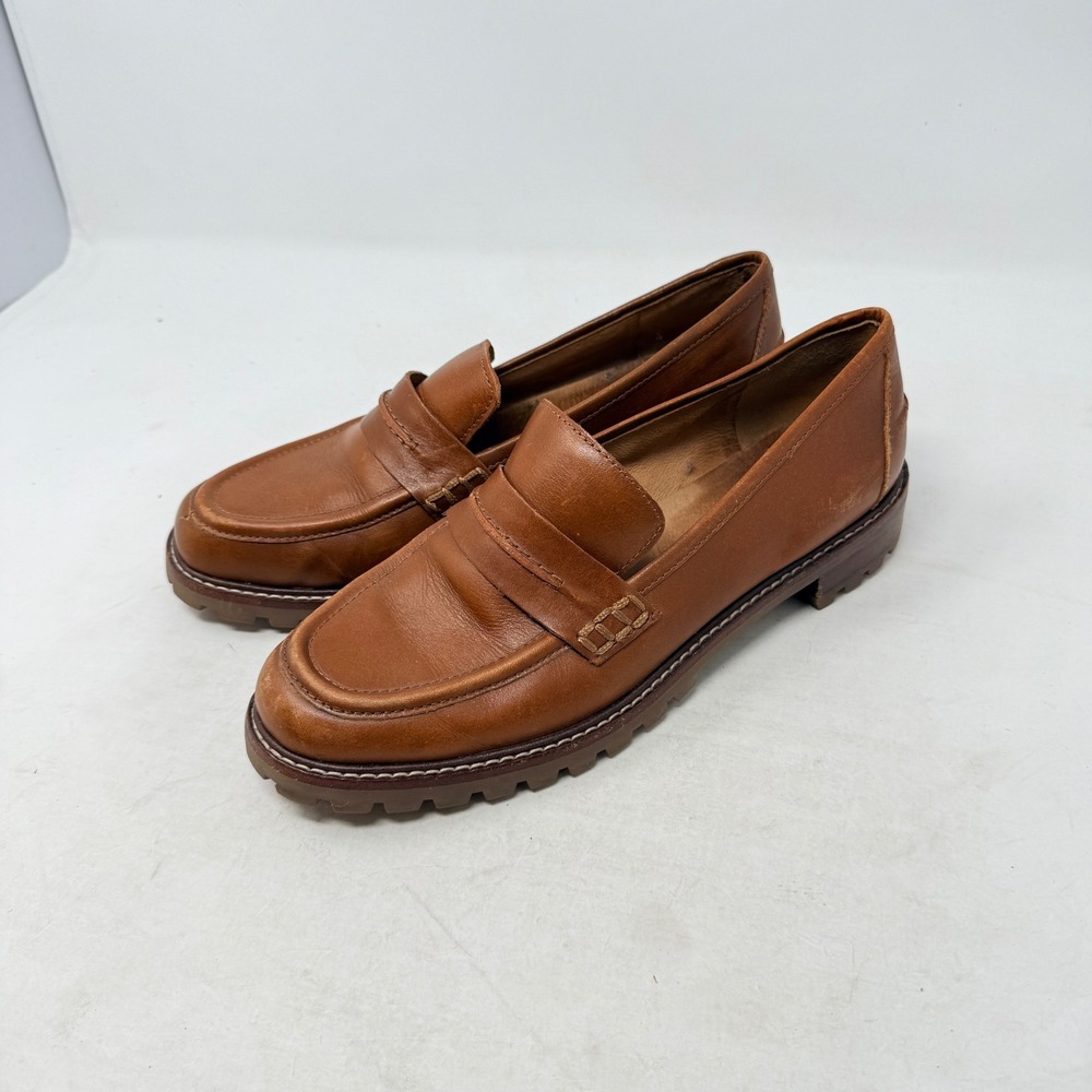 Madewell Lugsole Penny Loafer English Saddle Leather 7.5 Chunky Lug Sole Shoes